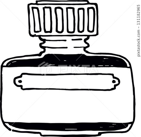 Glass small retro bottle linear drawing Glass small retro bottle linear drawing 131182965