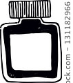 Glass small retro bottle linear drawing 131182966
