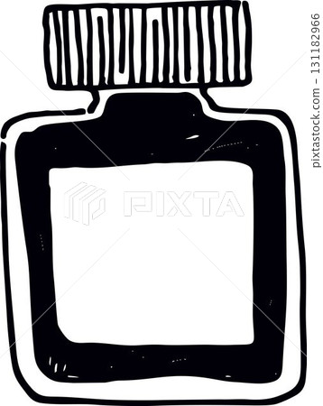 Glass small retro bottle linear drawing Glass small retro bottle linear drawing 131182966