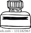 Glass small retro bottle linear drawing 131182967