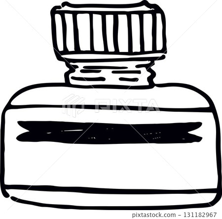 Glass small retro bottle linear drawing Glass small retro bottle linear drawing 131182967