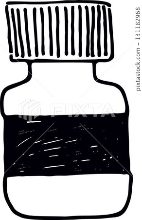 Glass small retro bottle linear drawing Glass small retro bottle linear drawing 131182968
