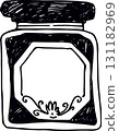 Glass small retro bottle linear drawing 131182969