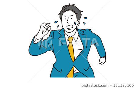 一位男性商務人士匆忙奔跑的插圖素材 一位男性商務人士匆忙奔跑的插圖素材 131183100