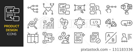 Product design icon set. It included UX, UI, online, customer experience, and more icons. Editable Vector Stroke. 131183336