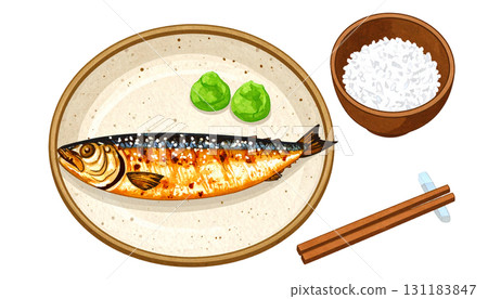 Fish dish illustration material 131183847