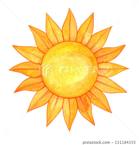 太陽的水彩插圖 131184155