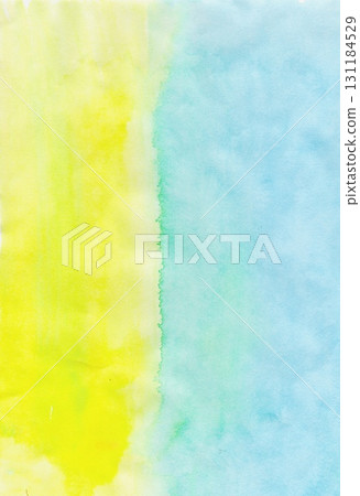 黃色和藍色滲色畫（日本紙上的壓克力顏料） 131184529