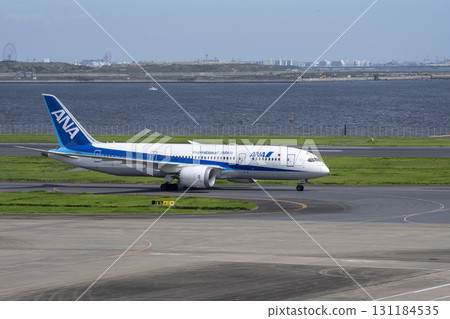 Scenery of Haneda Airport, airplane taxiing, Ota Ward, Tokyo 131184535
