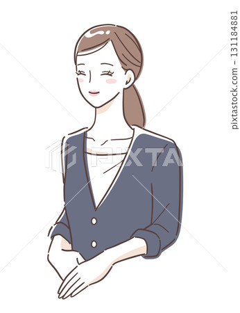 美容顧問微笑服務顧客的插畫素材 131184881