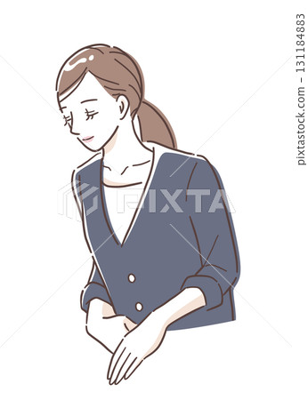穿著西裝鞠躬的女人的插圖素材 穿著西裝鞠躬的女人的插圖素材 131184883