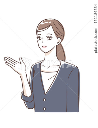 一位微笑的美容顧問女士提供指導的插圖素材 一位微笑的美容顧問女士提供指導的插圖素材 131184884