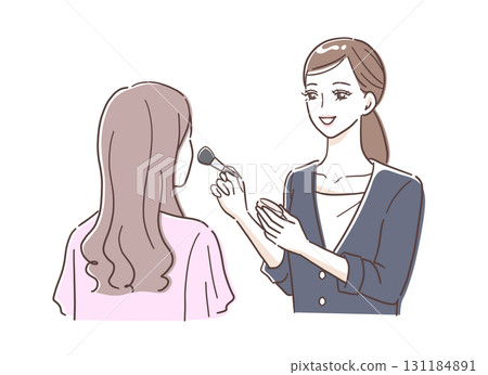 美容顧問為女性化妝的插圖素材 131184891