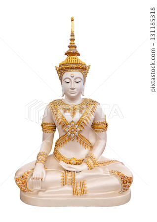 Buddha statue, Somdej Ong Phatom. Golden Buddha statue in meditation, isolated on a transparent background. PNG file. 131185318
