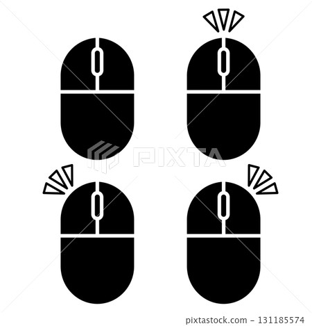 顯示單擊和滾動操作的滑鼠插圖 顯示單擊和滾動操作的滑鼠插圖 131185574