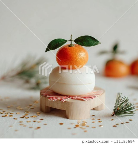 柑橘和紅色托盤 131185694