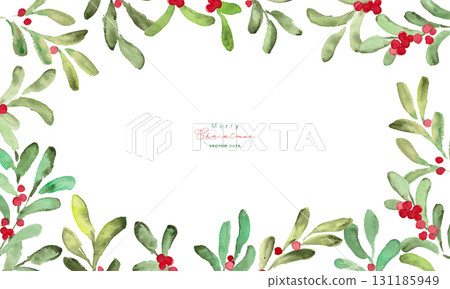 Watercolor painting. Watercolor Christmas frame. December Christmas vector watercolor background. Christmas illustration. Watercolor painting. Watercolor Christmas frame. December Christmas vector watercolor background. Christmas illustration. 131185949