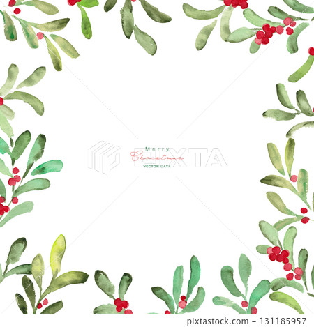 Watercolor painting. Watercolor Christmas frame. December Christmas vector watercolor background. Christmas illustration. 131185957
