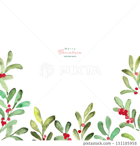 Watercolor painting. Watercolor Christmas frame. December Christmas vector watercolor background. Christmas illustration. 131185958