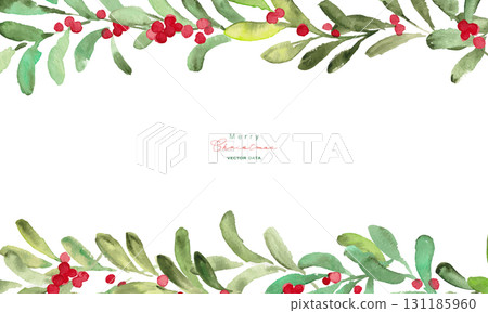 Watercolor painting. Watercolor Christmas frame. December Christmas vector watercolor background. Christmas illustration. Watercolor painting. Watercolor Christmas frame. December Christmas vector watercolor background. Christmas illustration. 131185960