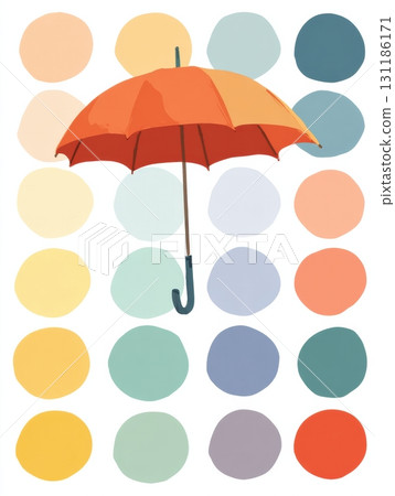 Colorful Umbrella Design With Abstract Pastel Circles in a Creative Layout for a Cheerful Artistic Touch 131186171