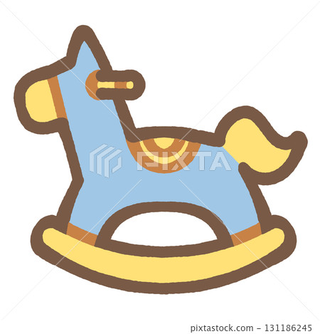 Simple and cute rocking horse icon illustration material 131186245