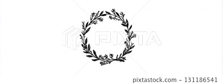 Floral Wreath Design Showcasing Delicate Leaves and Minimalist Style Suitable for Various Decorative Uses 131186541