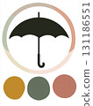 Iconic Umbrella Illustration Featuring Earthy Colors and Minimalist Design With Circular Accents 131186551