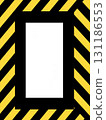 Construction Safety Frame Design Featuring Bold Black and Yellow Stripes for Caution, Ideal for Construction Sites and Public Safety Signage 131186553