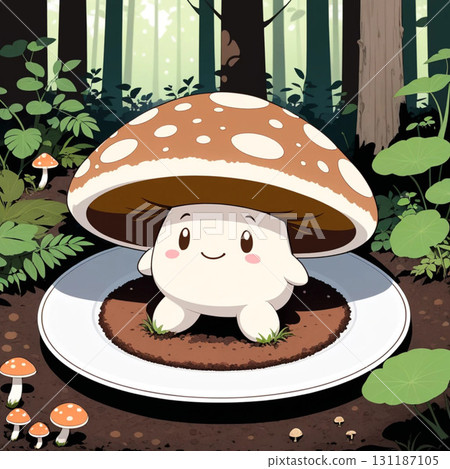 Mushroom landscape character illustration 131187105