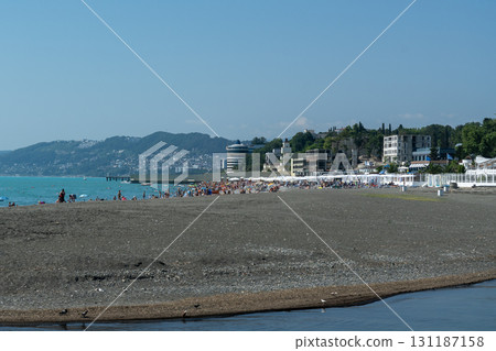 City beach in the sea bay of the resort town. City beach in the sea bay of the resort town. 131187158