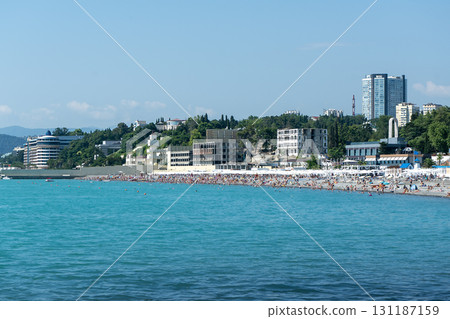 City beach in the sea bay of the resort town. City beach in the sea bay of the resort town. 131187159