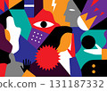 Modern people future social issues abstract fantastic vector illustration 131187332
