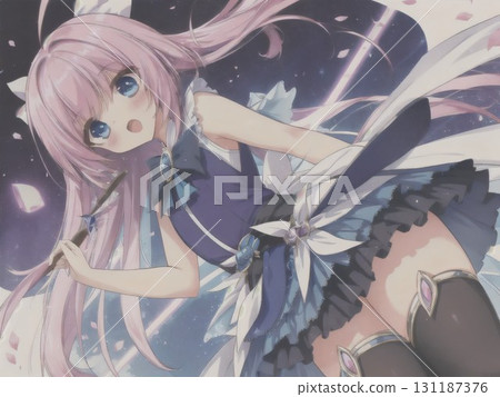 可愛的魔法少女插畫 131187376
