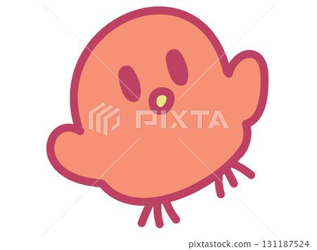 可愛的圓形紅色小雞的插圖素材 131187524