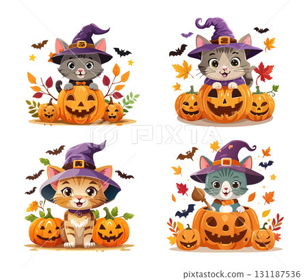 萬聖節貓插圖集 131187536