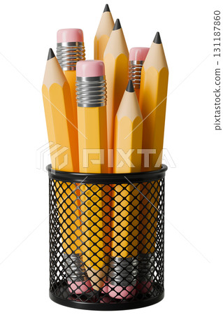 Pencil Holder Full Of Simple Graphite Pencils 131187860