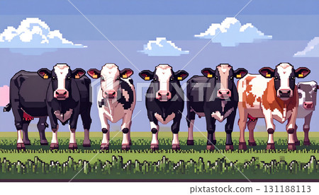 像素化的乳牛（人工智慧生成的圖像） 131188113