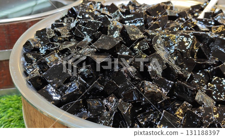 Grass jelly dessert herbal gelatin. 131188397