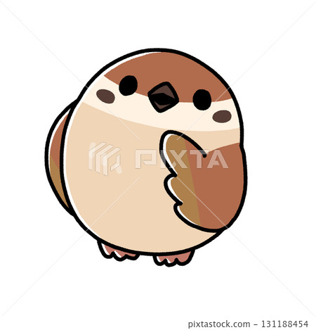 一隻麻雀用手摀住嘴巴思考 131188454