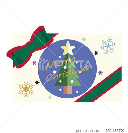 聖誕快樂賀卡插畫與聖誕樹 131188701