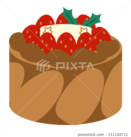 用草莓和冬青裝飾的巧克力聖誕蛋糕的插圖 用草莓和冬青裝飾的巧克力聖誕蛋糕的插圖 131188712