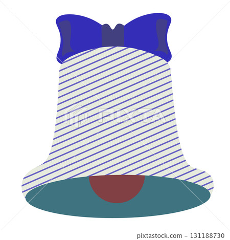帶有藍色絲帶的白色條紋鈴鐺插圖 帶有藍色絲帶的白色條紋鈴鐺插圖 131188730