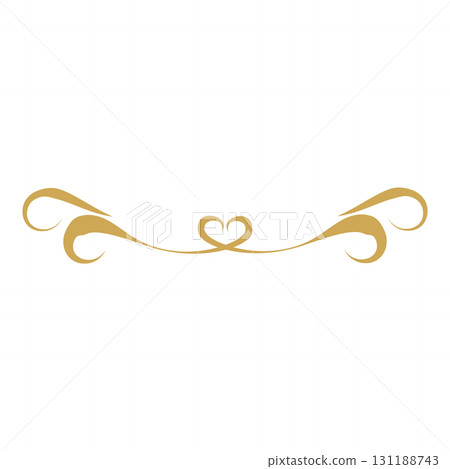 Gold decorative line illustration with hearts 131188743