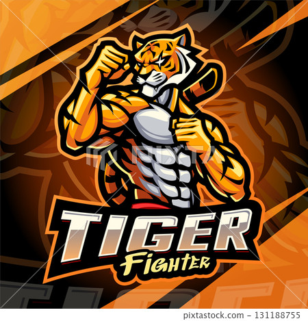 Tiger fighter esport mascot logo design 131188755