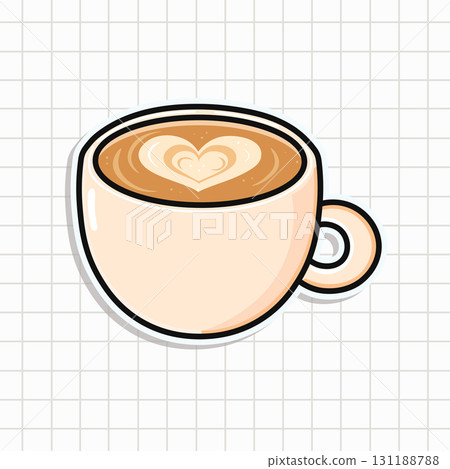 Coffee latte art heart sticker illustration 131188788