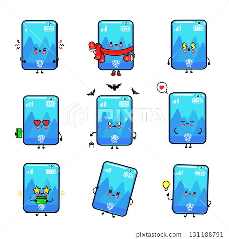 Smartphone character emoji set making different expressions 131188791