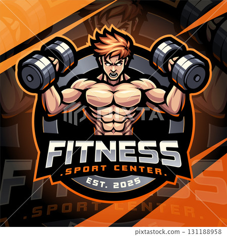 Fitness esport mascot logo design 131188958