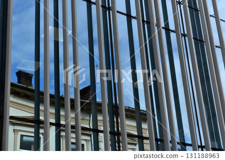 Skyscraper glass window facade, modern architectural detail 131188963