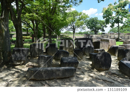 Osaka Castle stamped stone open space 131189109